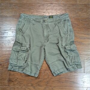 Timberland Cargo Shorts Mens 34 Green Relaxed Organic Cotton Blend Outdoor Heavy